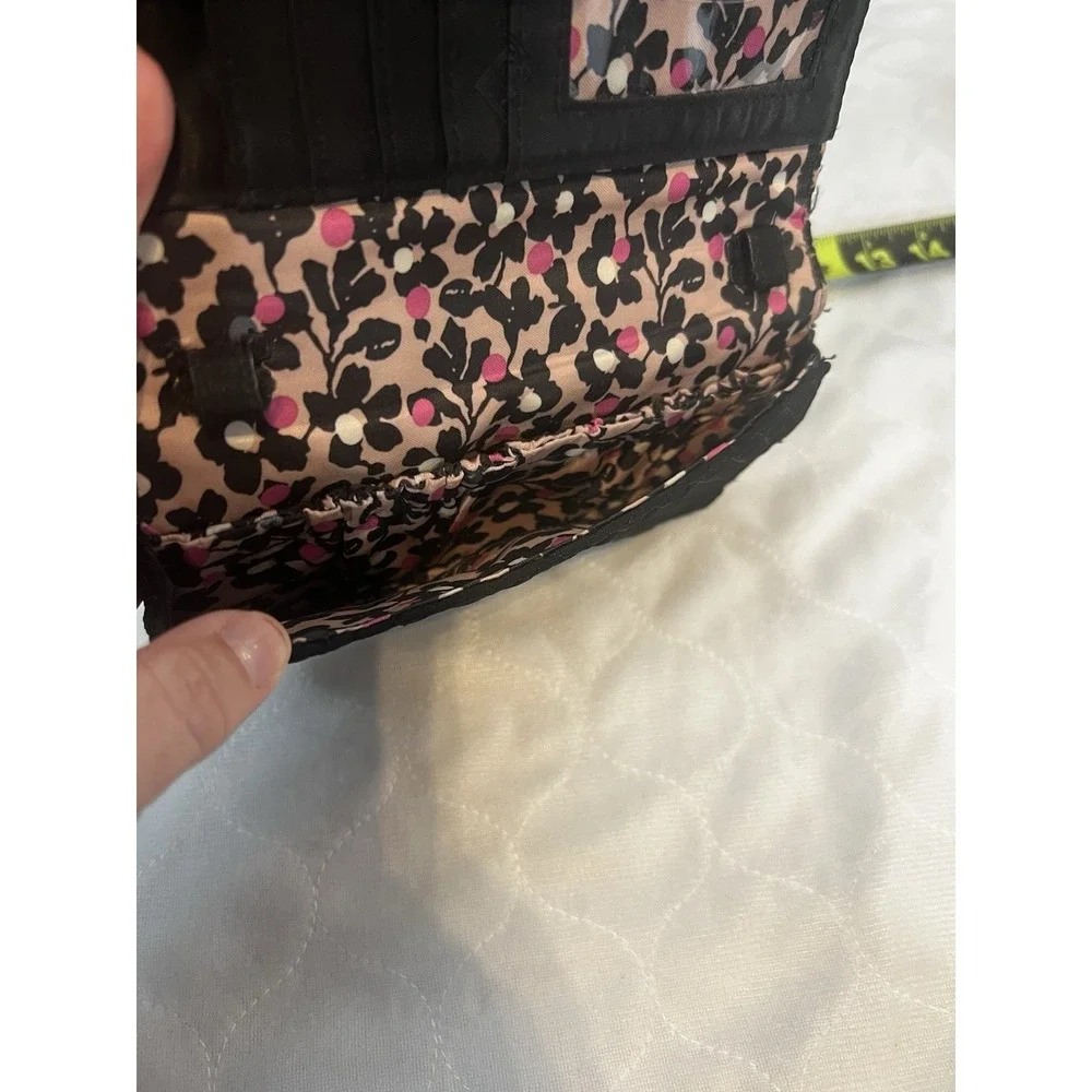 Vera Bradley Clutch Wallet Ultimate Card Case Black Quilted ID Zip Compartment